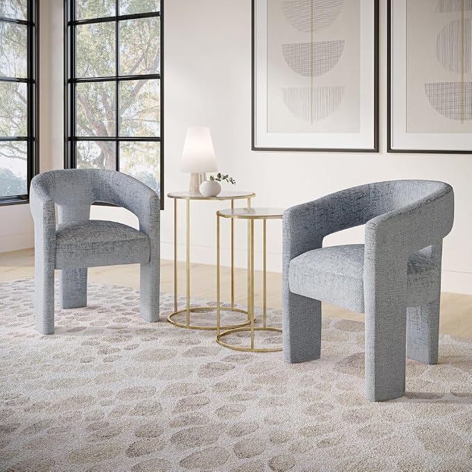 Jofran Gwen Jacquard Upholstered Accent Chair, Modern Luxury Plush Sculptural - Image 2