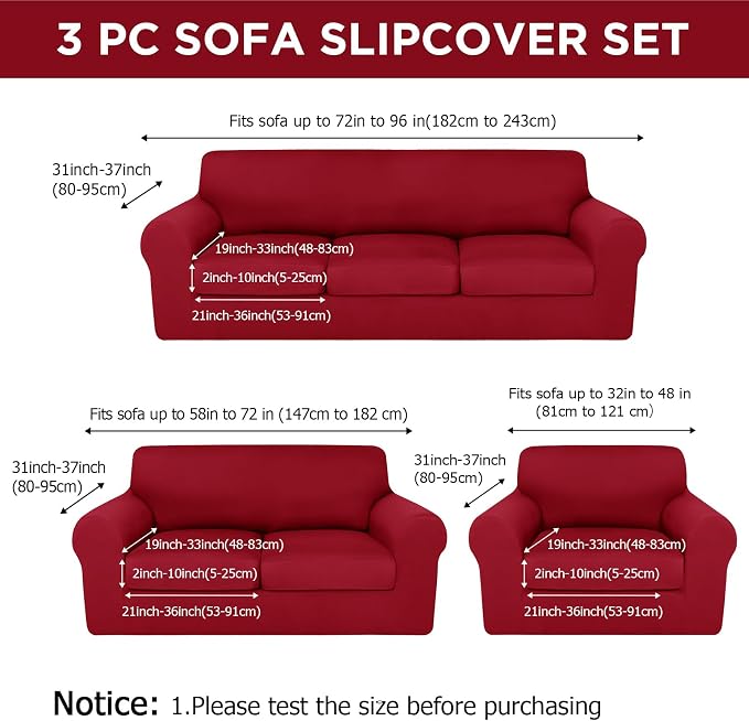 HunnmingRe Sofa Covers for 3 Cushion Couch Stretch Sofa and Loveseat Covers Set - Image 2