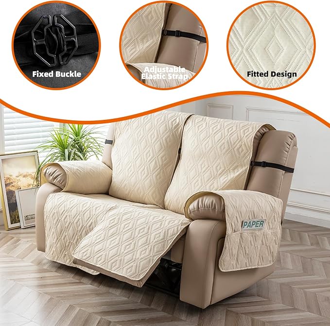 Genina Waterproof Loveseat Recliner Cover Non-Slip, Sofa Cover - Image 7