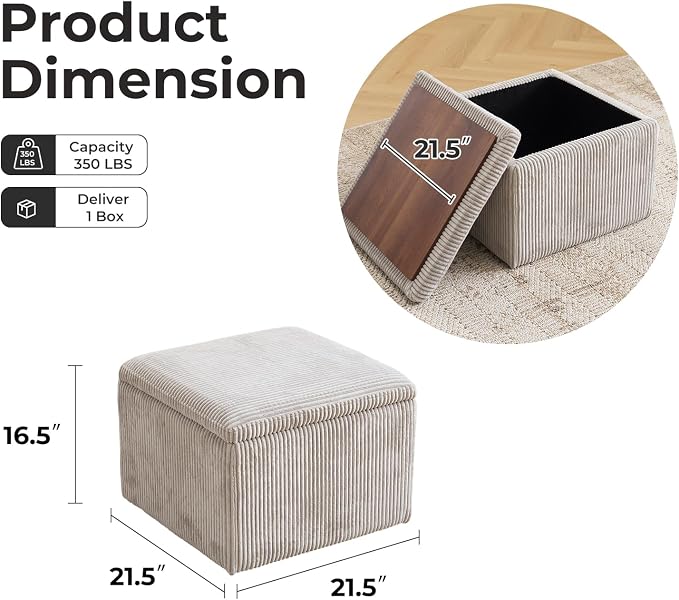 Cube Storage Ottoman, Ottoman Footstool - Image 2