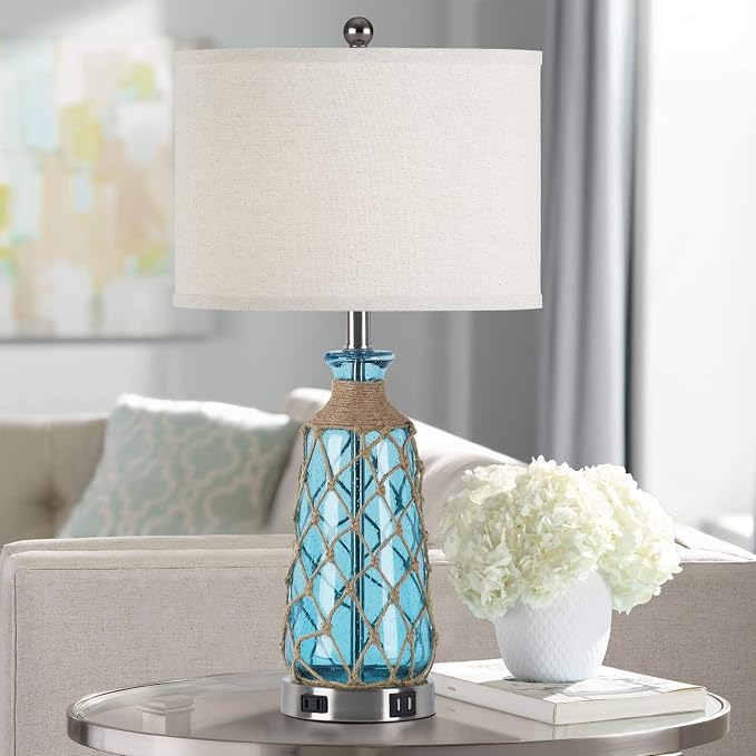 Ruzectt Coastal Glass Table Lamps, 3-Way Dimmable Touch Control Bedside Lamps - Image 6
