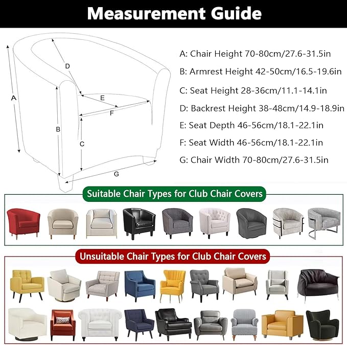 SearchI Club Chair Slipcover Stretch Barrel Chair Covers Printed Tub Chair - Image 4