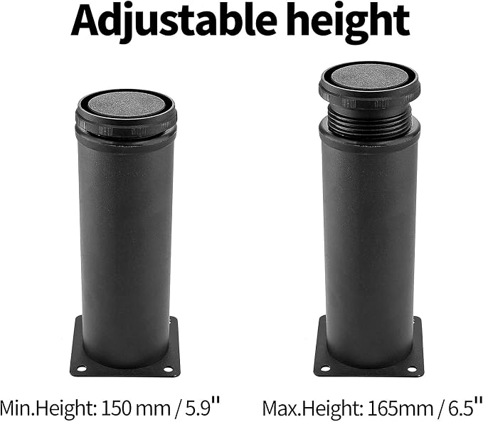 Set of 4 Stainless Steel Furniture Legs 6 Inch, Adjustable Round Cabinet Legs - Image 3