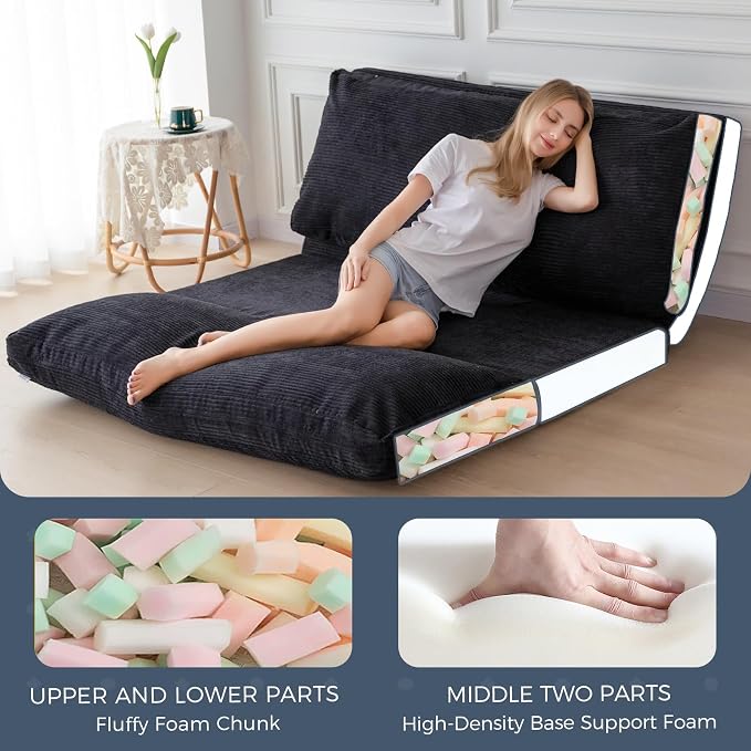 MAXYOYO Folding Sofa Bed, Extra Thick and Long Floor Sofa Convertible Sleeper - Image 5