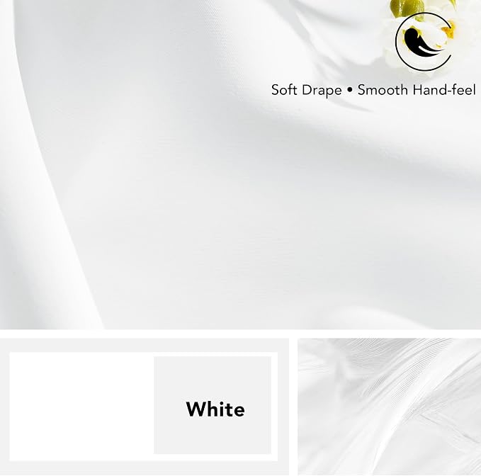 Deconovo Semi 50% Light Blocking Pure White Curtains - Image 7