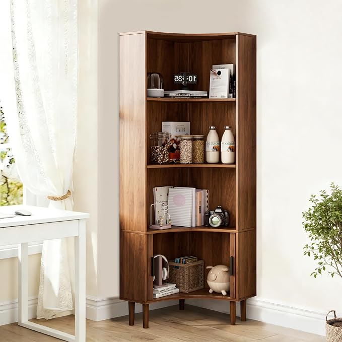 Lxsxlome Fluted Corner Cabinet, 66.928" Tall Corner Floor Cabinet - Image 3