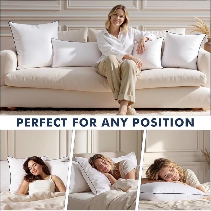 MIULEE Goose Feather Down 24x24 Pillow Insert Set of 2 - Image 3
