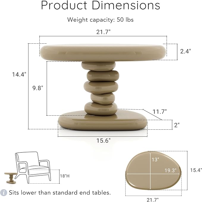 24/7 Shop at Home Kavren Modern 22-inch Oval Glossy Pedestal End Table - Image 2