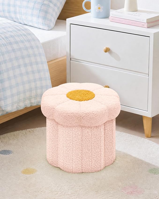 B FSOBEIIALEO Storage Ottoman Foldable, Sunflower Shaped Small Footrest - Image 6