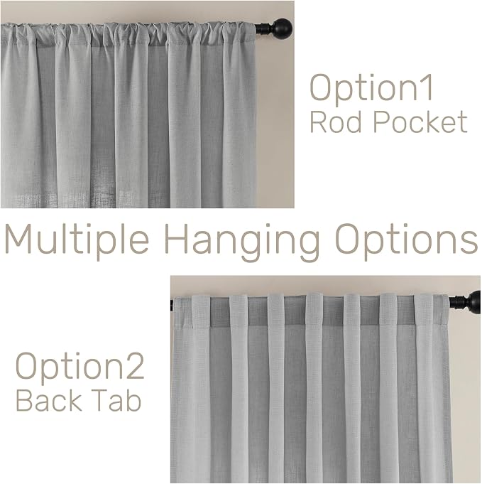 Joydeco Linen Curtains 90 Inch Length, Light Filtering Curtains - Image 3