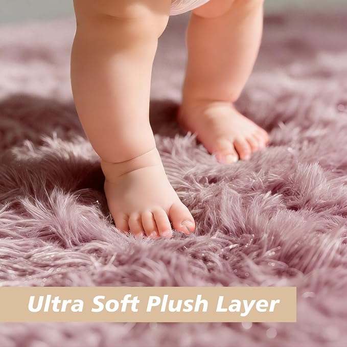 Shag Area Rug for Bedroom 4x6, Blush Fluffy Area Rugs for Living Room, Soft - Image 2