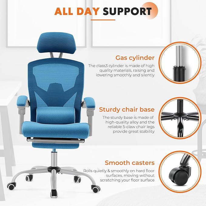 Sweetcrispy Office Computer Desk Chair Set of 2, Ergonomic High-Back Mesh - Image 8