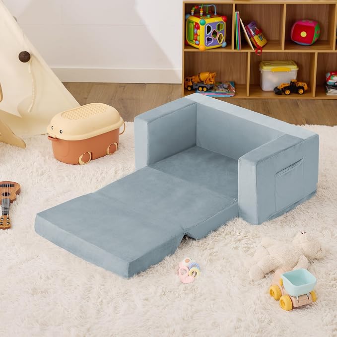 Kids Couch, 2-in-1 Toddler Chair Comfy 1-3 Years, Convertible Kids Chair - Image 10