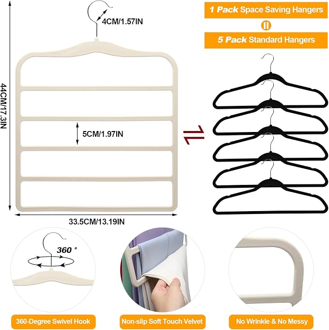 Closet Organizers and Storage, 5 Pack Velvet Pants-Hangers-Space-Saving - Image 5