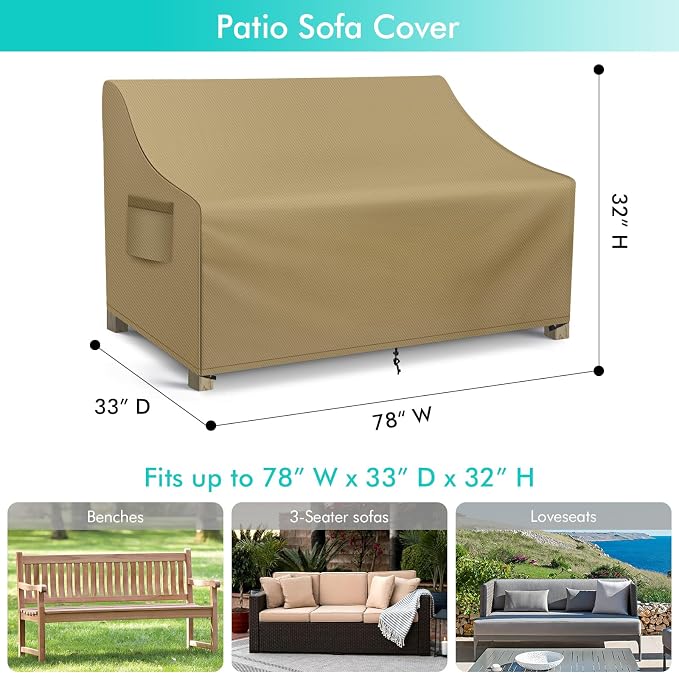 WLEAFJ Patio Sofa Cover Waterproof, 3-Seater Outdoor Sofa Cover, Heavy Duty - Image 2