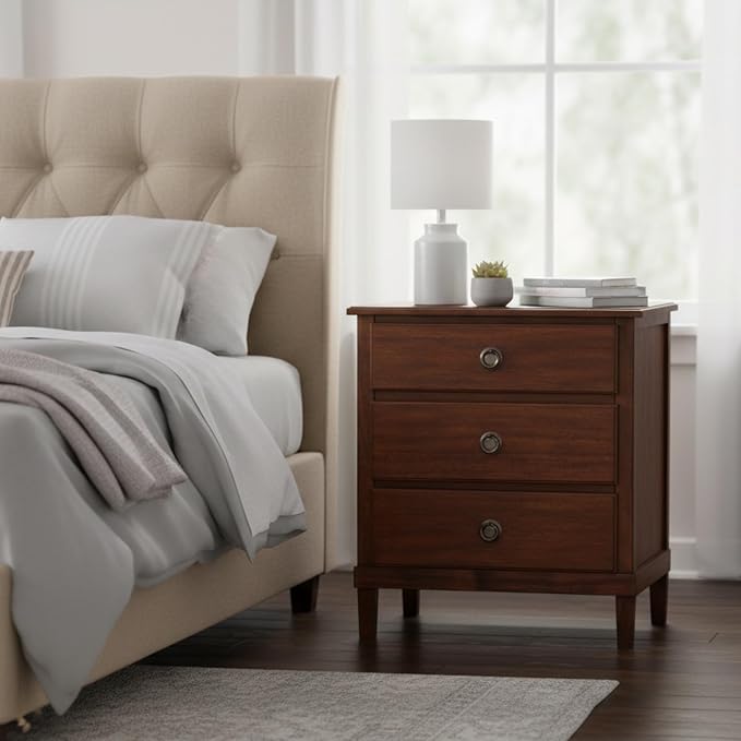 Brown 3-Drawer Nightstand with Eco-Friendly Materials, Promotes Sustainable - Image 3