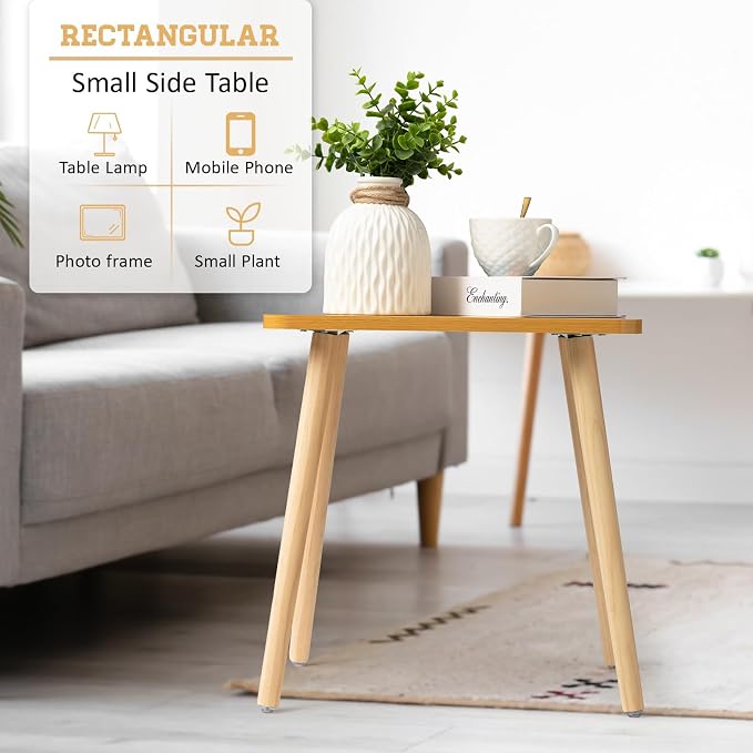 FORAOFUR Side Table, Modern Small End Table, Wood Nightstand - Image 6