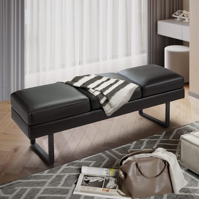 Furmax Waiting Room Chairs Faux Leather Office Guest Chair, 59.6 Inches - Image 2