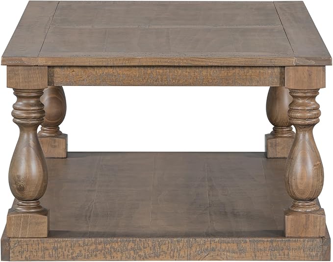 Merax Vintage Coffee Table Featuring Artistic Vase Column Legs and Luxurious - Image 7