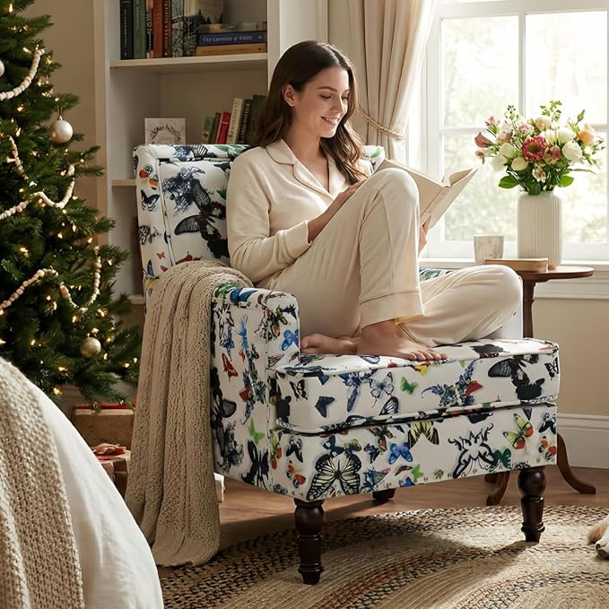Butterfly Accent Chair, Floral Print Armchair - Image 9