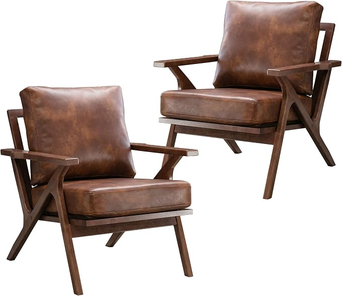 Bonzy Home Mid Century Modern Chairs, Accent Chairs Set of 2, Comfy Upholstered by BonzyHome