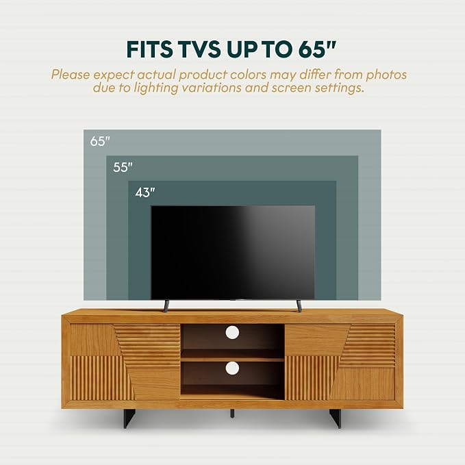 Bme Trapeze TV Stand for Living Room – Wooden Media Console - Image 4