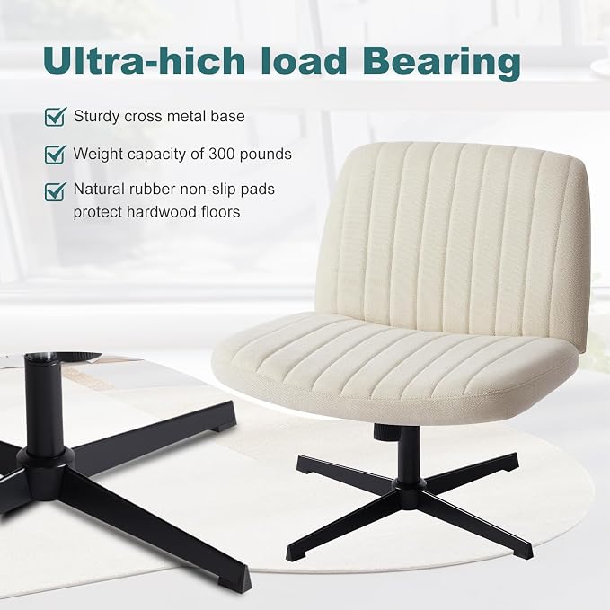 OLIXIS Criss Cross Legged Chairs Armless No Wheels Wide Seat Height Adjustable - Image 5