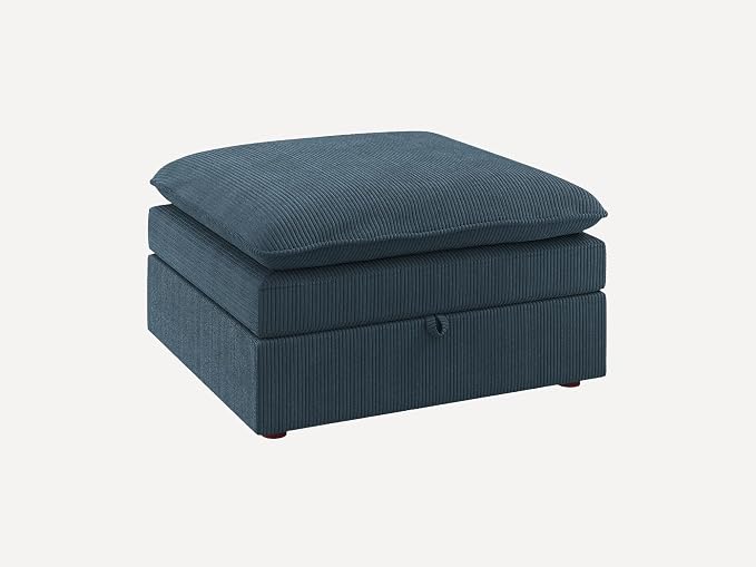HONBAY Corduroy Ottoman, 31.5 Inch Square Ottoman Bench - Image 3