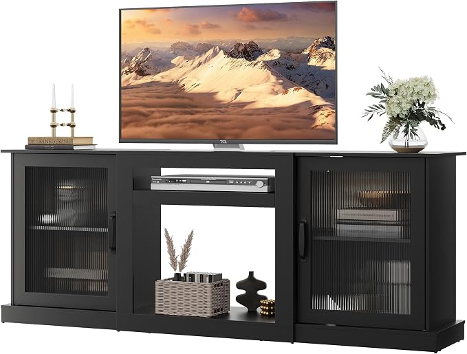 WLIVE Farmhouse TV Stand for 75 inch TV, Entertainment Center by WLIVE
