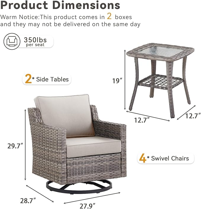 Patio Wicker Chairs Swivel Rocker-Outdoor Swivel Rocker Chair Set of 4 - Image 8
