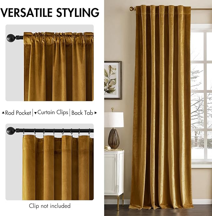 MIULEE Velvet Curtains 66 Inch Wide - Image 2