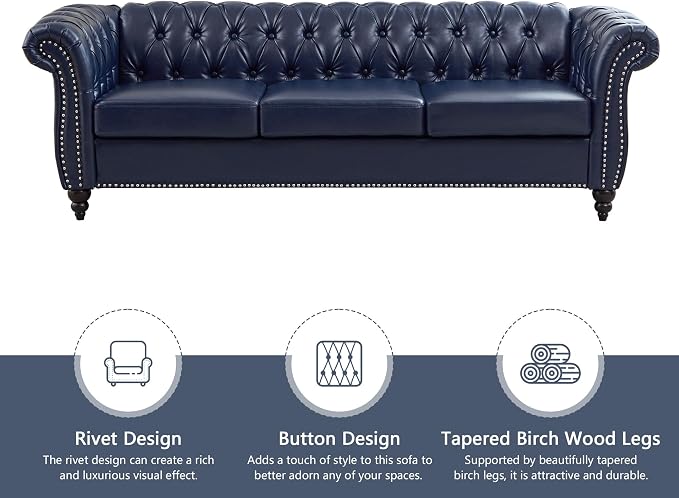 QHITTY 3 Piece Living Room Set, Sectional Chesterfield Sofa Chair Contemporary - Image 8