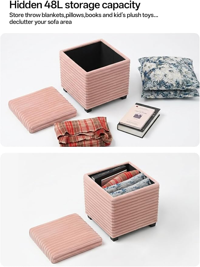 ABHENG 17.7 inches Faux Fur Ottomans Cube - Image 5