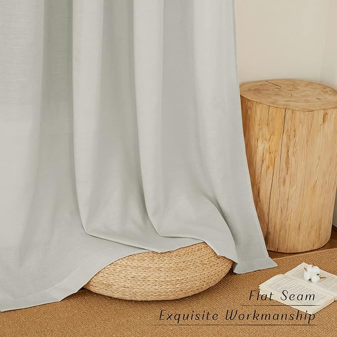 NICETOWN Thick Linen Blend Curtains Flax Textured - Image 2