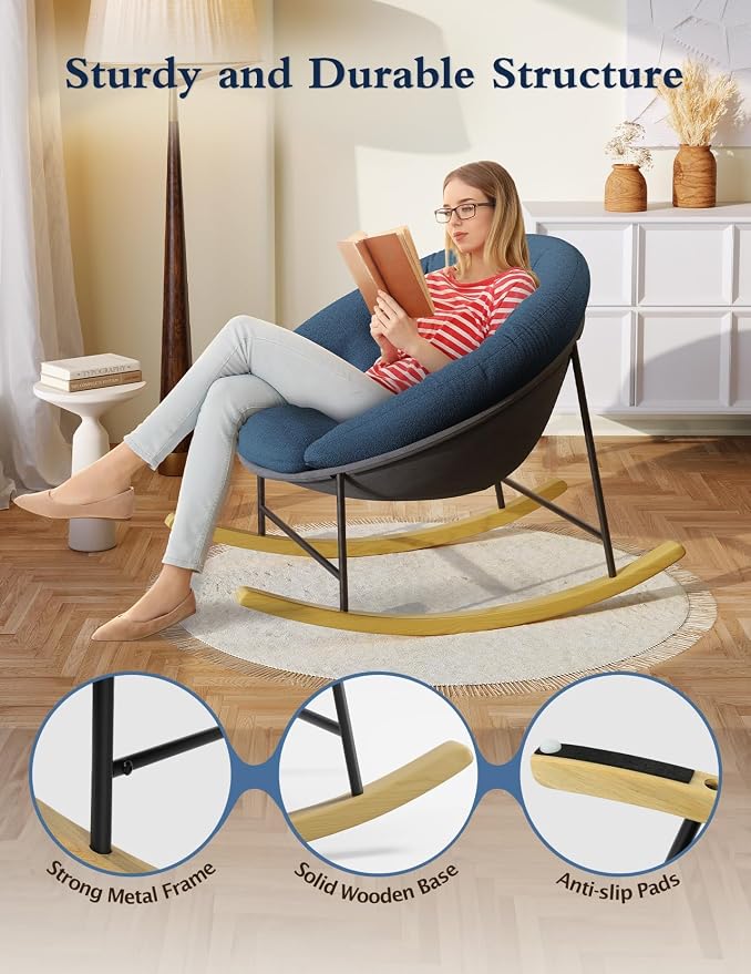 Kidirect Wide Rocking Chair Nursery, Comfy Saucer Nursery Rocking Chairs - Image 7