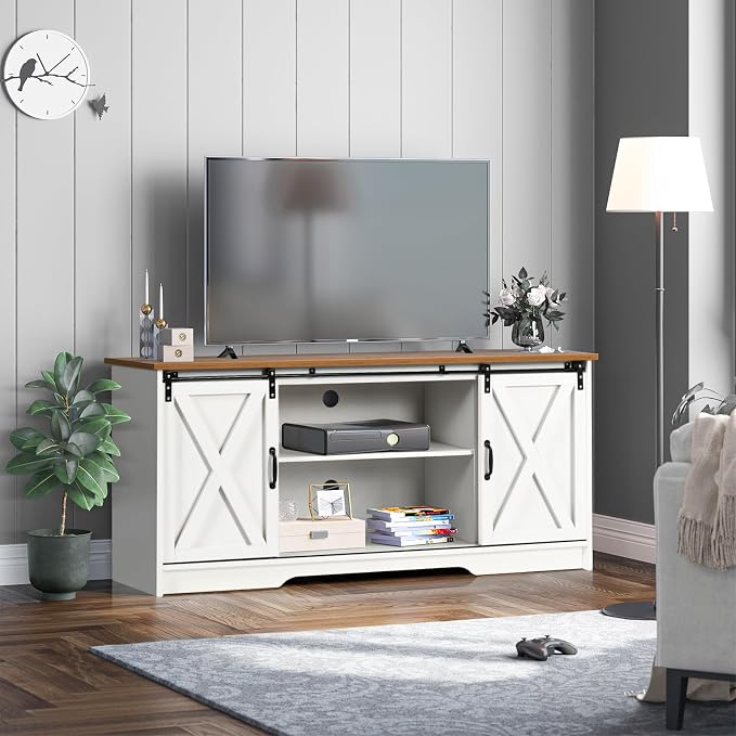 4 EVER WINNER TV Stand for 65 Inch TV for Living Room, Modern Farmhouse Barn - Image 7