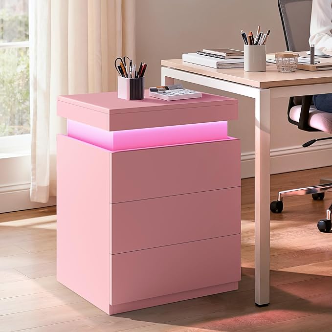 ADORNEVE Nightstand with Charging Station and LED Lights, Night Stand with - Image 8