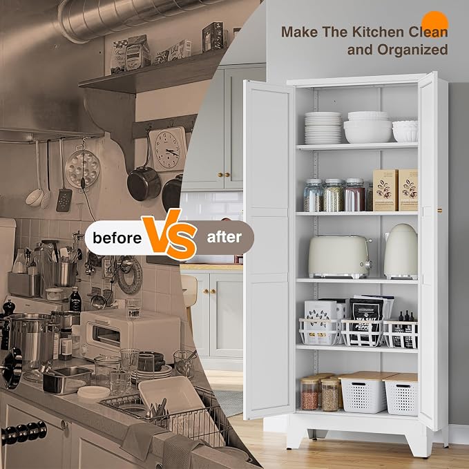 Yizosh Metal Pantry Cabinet, - Image 7