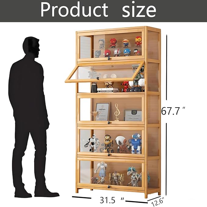 Display Cabinet with Acrylic Door, 5-Tier Curio Display Cabinet, Display Case - Image 2