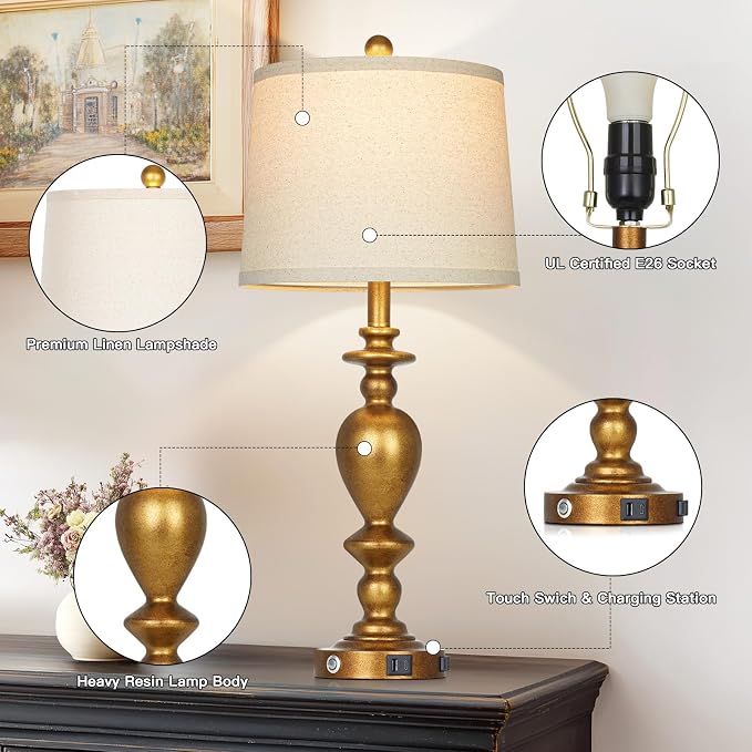 Cinkeda 28" Farmhouse Table Lamps Set of 2 - Image 6