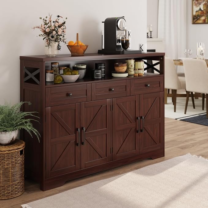 Befrases 52" L Modern Farmhouse Sideboard Buffet Cabinet, Kitchen Pantry Hutch - Image 9