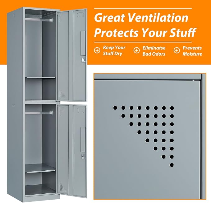 Metal Locker for Home, Dressing Room, Lockable Locker Cabinet - Image 4