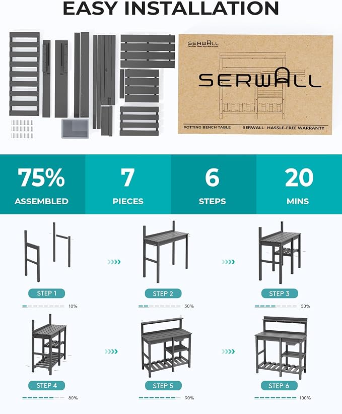 SERWALL Outdoor Potting Bench - Image 8