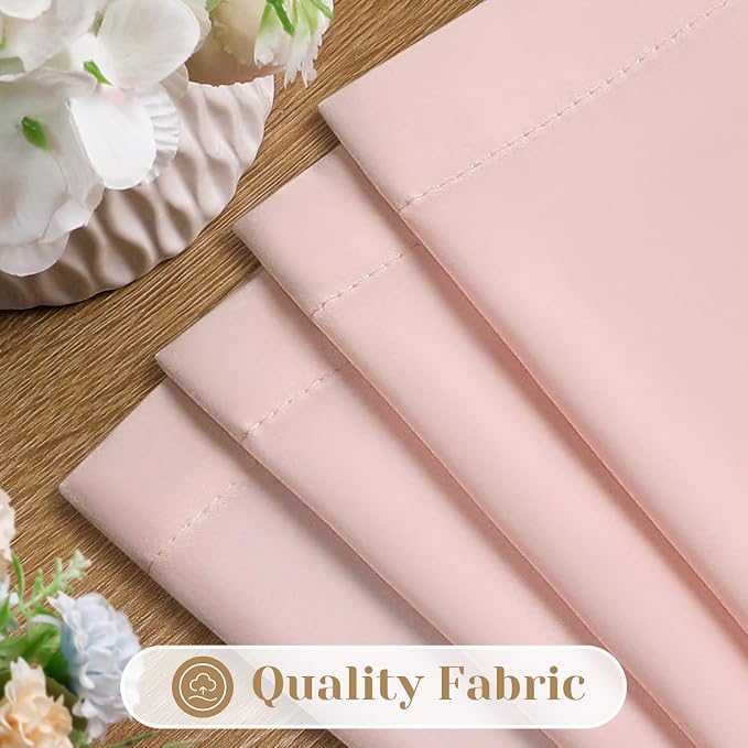HOMEIDEAS Non-See-Through Blush Pink Privacy Sheer Curtains, 52 X 45 Inches - Image 4