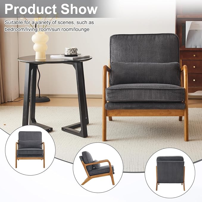 Karl home Mid-Century Modern Accent Chair, Living Room Chairs - Image 5