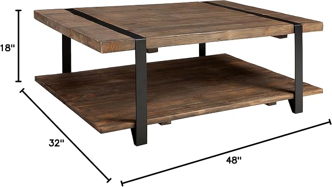 Alaterre Furniture Modesto 48-Inch Reclaimed Wood Coffee Table, Rustic Natural - Image 5