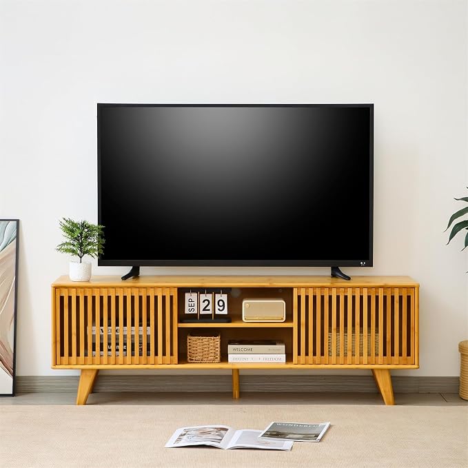 Bamboo TV Stand for TVs up to 65", Accent Entertainment Center - Image 3