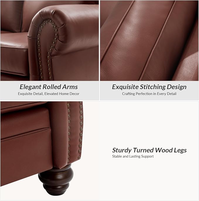 60" Wide Genuine Leather Chesterfield Loveseat, 2 Seat Leather Sofa - Image 7