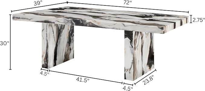 Roundhill Furniture Cavira Modern Faux Marble Dining Table - Image 2