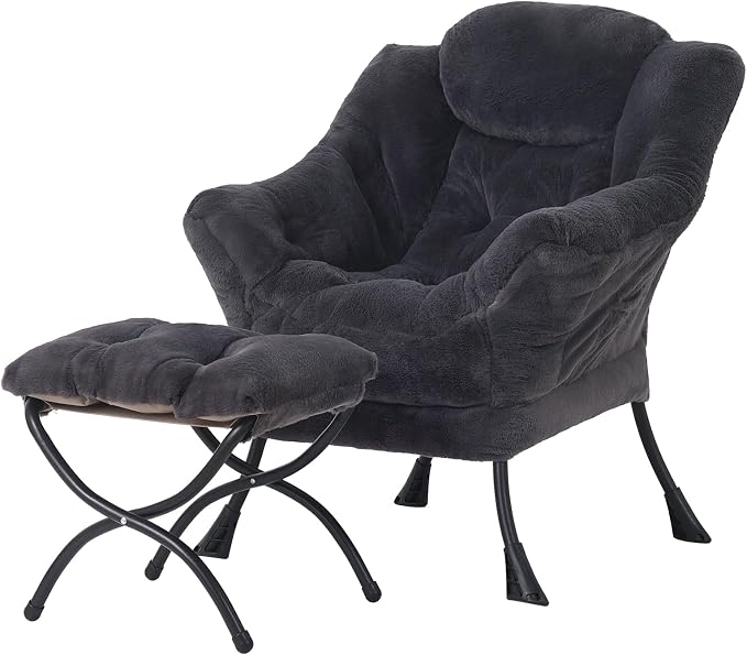 Welnow Lazy Chair with Ottoman, Modern Accent Chair with Armrests and a Side by LifeGetsBetterWithWelnow